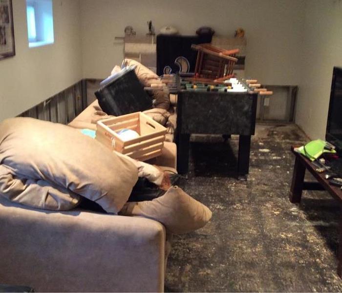 living room with water damage
