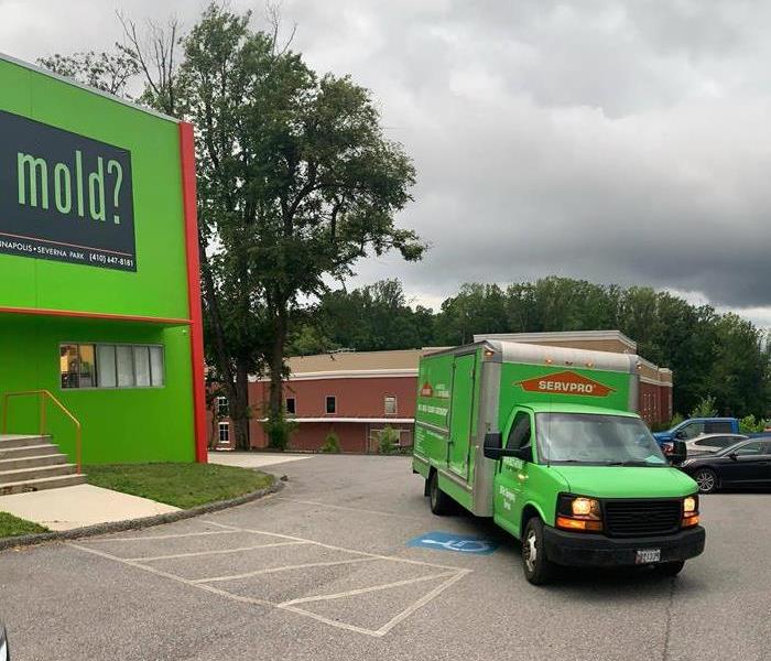 SERVPRO truck in front of SERVPRO building